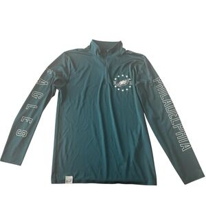 NFL Women's Size S Quarter Zip Philadelphia Eagles Spellout Logo Teal Athletic